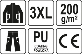 YATO Костюм з капюшоном водонепроникний YATO,розм.XXXL,100%поліестр покритий PU,3 кишені,з вент.отво