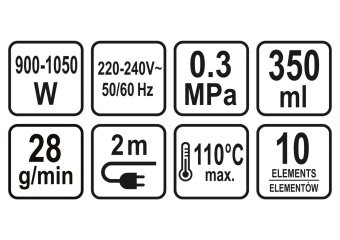 LUND Пароочисник мережевий : 1 кВт, ємність- 350 мл, макс. t= 110 °С, 10 насадок  | 67200