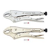 KING TONY Зажим с фиксатором L=254 мм закругл., никель | 6011-10N