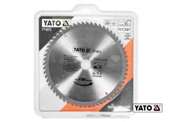 YATO Диск пиляльний победітовий по дереву YATO: 250х30х3.2х2.2 мм, 60 зубців, R.P.M до 6000 1/хв  | 
