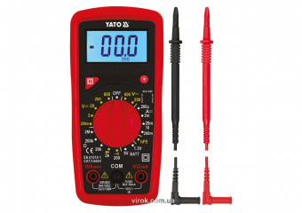 YATO Мультиметр для вимірювання електр. параметрів YATO з LCD-дисплеєм і провідниковими контактами  