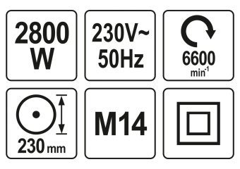YATO Шліфмашина кутова мережева YATO: P= 2800 Вт, Ø= 230 мм, 6600 об/хв  | YT-82110