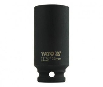 YATO Головка торцева ударна 6-гранна YATO : подовжена, квадрат 1/2", М= 27 мм, L= 78 мм  | YT-1047