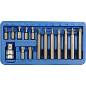 VOREL Насадки викруткові : адаптер квадрат 1/2", "TORX" T20-T55, 30 -75 мм, CrV. Набір 15 шт.  | 665