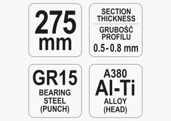 YATO Кліщі для з'єднання металевих профілів t≤ 0.8 мм YATO : L=275 мм  | YT-5130