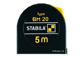 STABILA Рулетка Type BM20 : L= 5 м x 19 мм, пласт. корпус з сталевою стрічкою | 16446