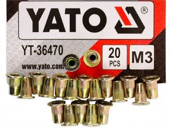 YATO Нітогайка сталева YATO; М3, l= 9 мм, 20 шт.  | YT-36470