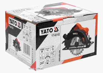 YATO Пила дискова ручна мережева YATO : P= 1.5 кВт, диск Ø=185x20x2.8 мм, кут 0-45°, гл.≤ 65мм  | YT