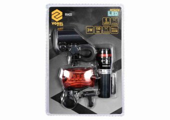 VOREL Ліхтар до велосипеду світлодіодний і задній габаритн. : 3Вт, 150lm, живл.-3ААА і 2ААА батар | 