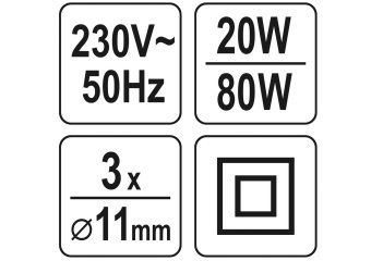 YATO Пістолет клейовий мережевий YATO Ø=11 мм, P=20 (80) Вт. для стержнів  | YT-82402