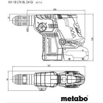 Акумуляторний перфоратор Metabo KH 18 LTX BL 24 Q (18 В, 2.2 Дж, без АКБ) (601714840)