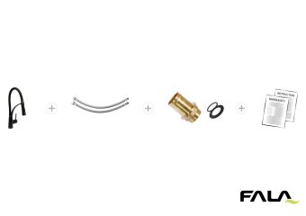 FALA Змішувач води для раковини "NOIR 1" з кульовим регулятором, латунний корпус  | 75884