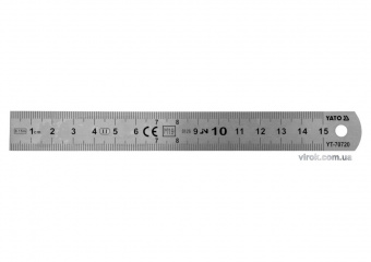 YATO Лінійка з нержавіючої сталі YATO : L= 150 x 19 мм, двостороння шкала, таблиці перетворення  | Y