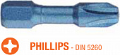 USH Насадка викруткова ударна Blue Shock Philips PH2 x 30 мм Torsion, Уп. 25 шт. | UUSL0062442