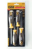 Набор отверток деревянный пластик вороненых CrV SL3x75, SL6x100; PH1x75, PH2x125 (4шт) СИЛА