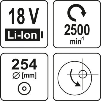 YATO Полірувальна машина акумуляторна YATO: Li-Ion 18 В,2500 об/хв, диск Ø= 250 мм(БЕЗ АКУМУЛЯТОРА) 