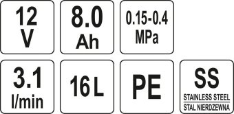 FLO Оприскувач акумуляторний ранцевий : 12В, 8 АГод, бак- 16 л, продукт.- 3 л/хв  | 89610