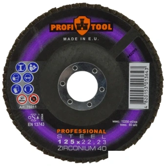 Круг шлифовальный лепестковый PROFITOOL PROFESSIONAL 125x22.23 мм, ZIRCONIUM 40