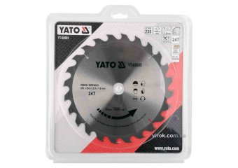 YATO Диск пиляльний победітовий по дереву YATO: 235x25.4x2.8x1.8 мм, 24 зубці, R.P.M до 7000 1/хв  |