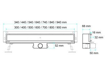 FALA Трап стіновий зливний з нержавіючої сталі "BRICK" ; 40х 4х 5 см  | 75351
