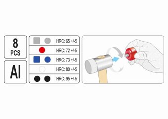 YATO Молоток бляхарський YATO: з круглими Ø=42.5 мм і квадратними 43х43 мм насадками, L= 320 мм, 8 ш