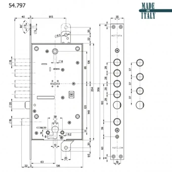 Замок врезной сувальдный Mottura 54797 D Правый