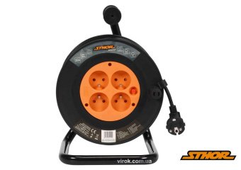 STHOR Подовжувач мережевий на котушці : l= 50 м, 4 гнізда, 3-жильний, Ø= 1.5 мм², IP44  | 82694