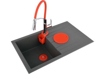 FALA Змішувач води "FLEXIBLE-2"для раковини з гнучкою червоною лійкою,регулюв.потоку води,l=60см(DW)