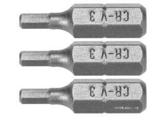 STHOR Насадка викруткова : HEX H3 x 25 мм, HEX 1/4", Cr-V, 3 шт (DW) | 65501