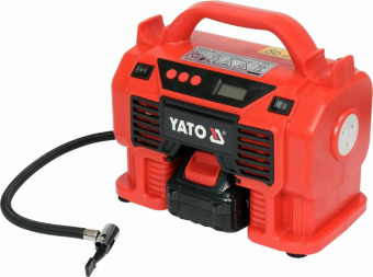 YATO Компресор акумуляторний YATO Li-Ion 18 В, 3.0 AxГ, 60 Вт,тиск ≤ 11 Bar, подача повітря- 21 л/хв