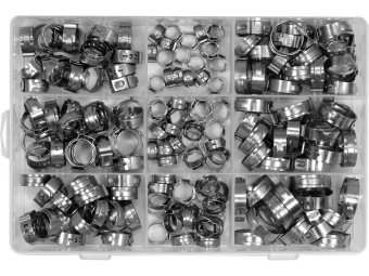 YATO Хомути плавні з 1-м вушком до шлангів YATO різних розмірів Ø= 5,8- 21 мм, 170 шт.  | YT-067842