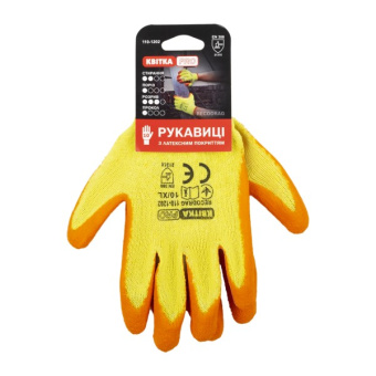 Рукавиці трикотажні з латексним покриттям КВІТКА PRO Recodrag (10" / XL, оранжеві) (110-1202-10-IND)