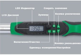 Моментный цифровой ключ TOPTUL 10-200Нм (двустороннего действия) 1/2" DT-200I4