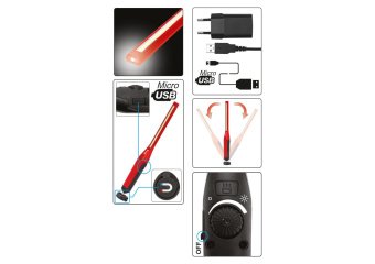 YATO Ліхтар LED-діодний акумул. YATO Li-Ion 3.7В, 7+3Вт, 60-600/120лм, гак магніт, зарядний пристрій