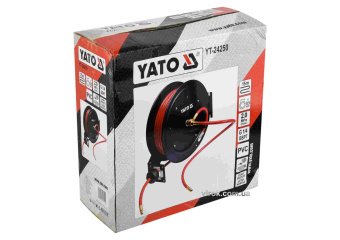 YATO Шланг пневматичний ПВХ на бобіні YATO з швидкоз'єдн. наконеч-ми 1/4" Ø=9.5мм, тиск- 20Bar, l=15