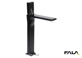 FALA Змішувач води для умивальника високий "NOIR 2" з кульовим регулятором, латунний корпус  | 75886