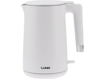 Електрочайник з термостатом з нержавіючої сталі LUND 1,5 л білий, 2200 Вт, живлення від мережі 230 В