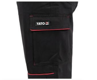 YATO Штани робочі COMFY YATO розмір XXL, чорно-червоні, 7 кишень, 100% бавовна  | YT-79245