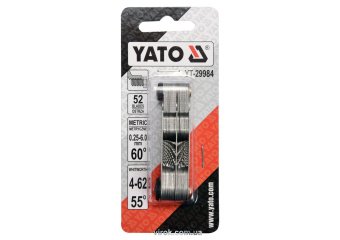 YATO Різьбомір метричний 60° і WHITWORTH 55° YATO з 52 шаблонами в діапазоні 0,25- 6,0 мм і 4-62  | 