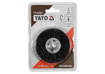 YATO Щітка зачисна дискова YATO : Ø=75 мм, зі шпинделем Ø=6 мм. з нетканого волокна, до дрилі  | YT-