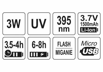 YATO Ліхтар ультрафіолетовий з окулярами, для виявлення протікання рідини, перевірки банкнот YATO : 