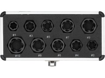 Торцеві головки до пошкоджених болтів і гайок YATO з квадратним приводом, М 9-19мм, компл. 10ел [50]