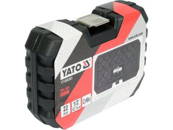 Торцеві головки до гвинтів колісних дисків авто BMW YATO: з квадратом- 1/2", компл. 22 шт [20]