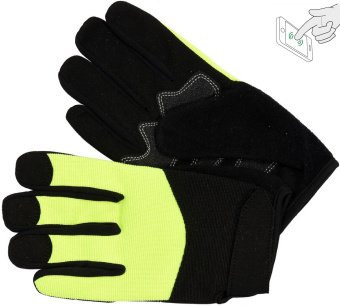 YATO Рукавиці робочі чорно-жовті зміцнені YATO для сенс. екранів, штучна шкіра +бавовн трикотаж, роз