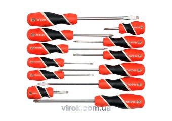 YATO Набір викруток плоских хрестових YATO : SL, PH, SQ. 12 шт.  | YT-25967
