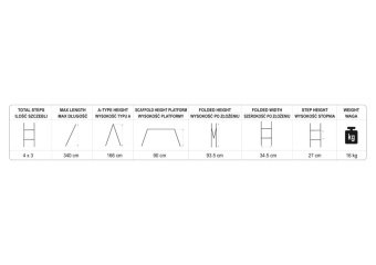 VOREL Драбина розкладна : 4 секції x 3 сходини, h=3.4 м, 94х35х27 см, алюміній+сталь  | 17704