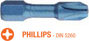USH Насадка викруткова ударна Blue Shock Philips PH2 x 30 мм Torsion, Уп. 5 шт. | UUSE0062442
