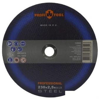 Круг отрезной по металлу PROFITOOL PROFESSIONAL 230х2.5х22.2 мм, A30S-BF, F41, 6550 об/мин
