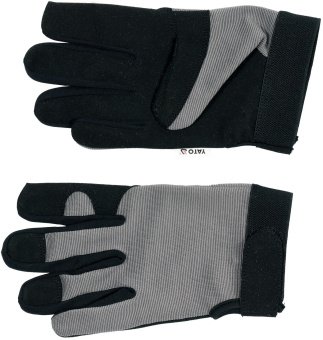 YATO Рукавиці робочі чорно-сірі YATO : для сенсорних екранів, штучна шкіра+бавовняний трикотаж, розм