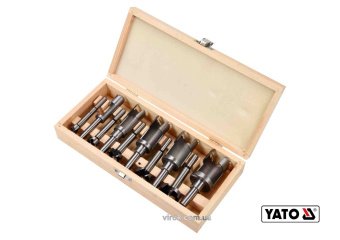 YATO Свердла по дереву: коронки і фрези YATO : Ø=15-35 мм, l=110/90 мм- коронки/фрези, 10 шт  | YT-3